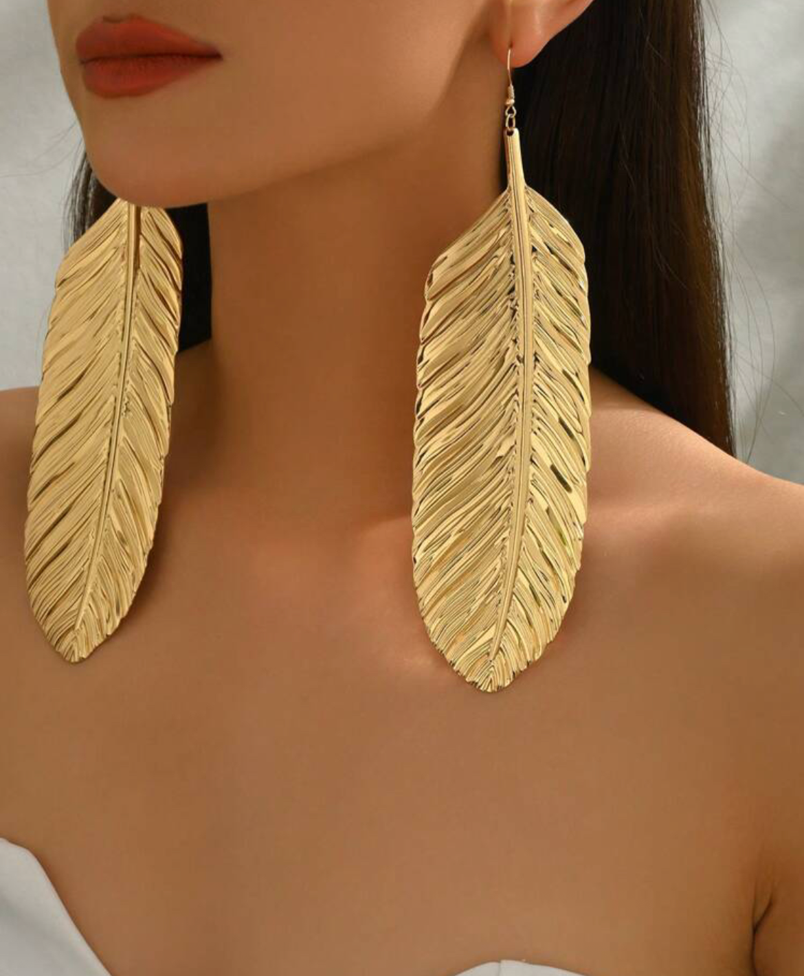 Bold Gold-Tone Lèaf Earrings - Exaggerated Summer Statement Jewelry