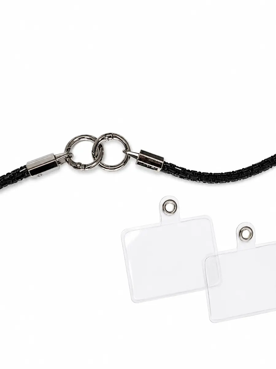 Luxury Baguette Rhinestone Crossbody Phone Lanyard 116 cm with 2 Clips - Silver gallery image 7