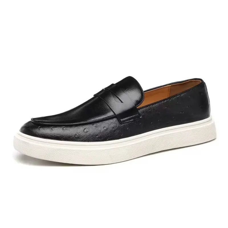 Men's British Style PU Leather Loafers - Breathable Casual Slip-On Shoes - Brown gallery image 3