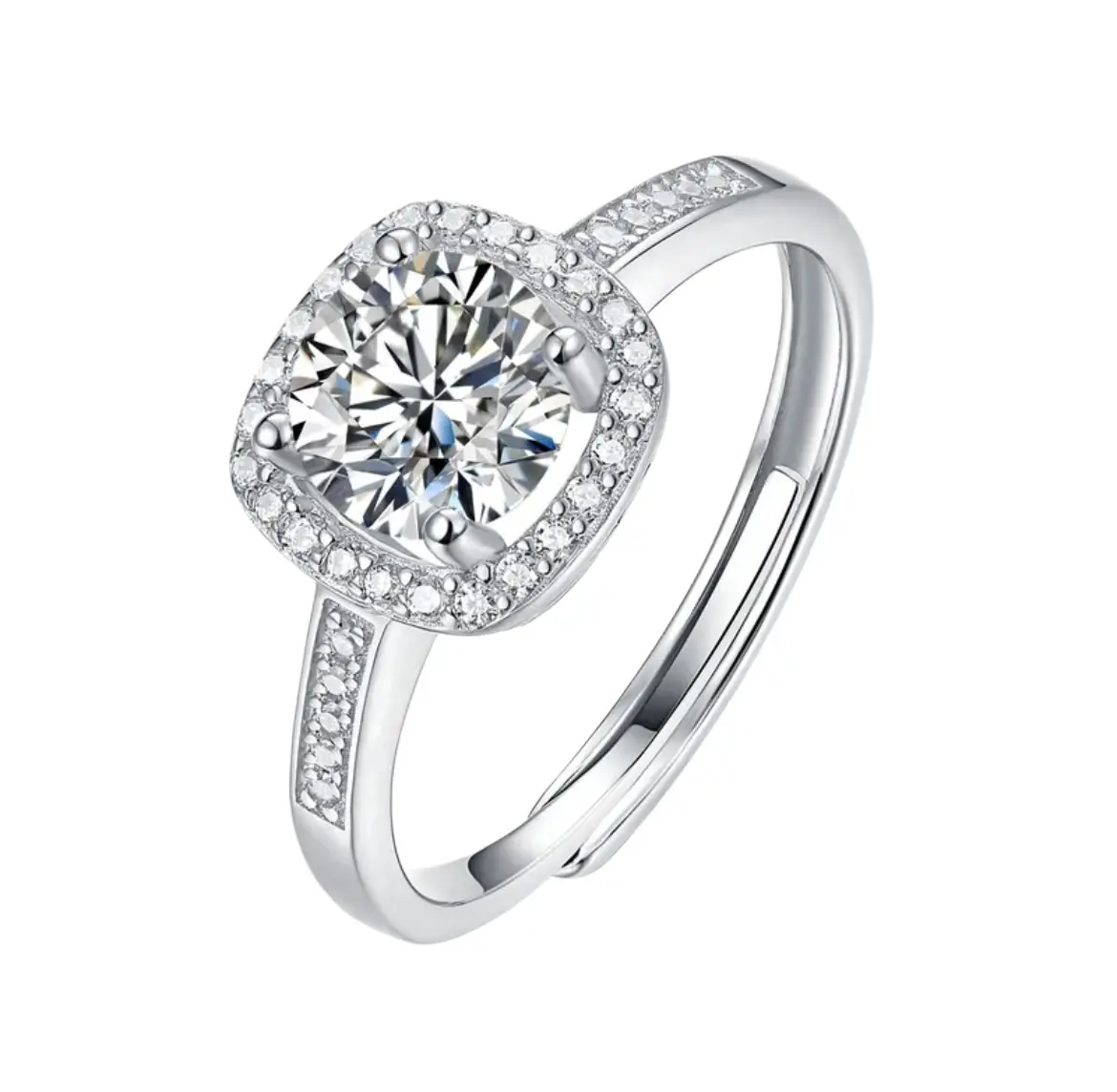 1 Carat Moissanite Adjustable Ring in 925 Silver with Real Gold - GRA Cert gallery image 1