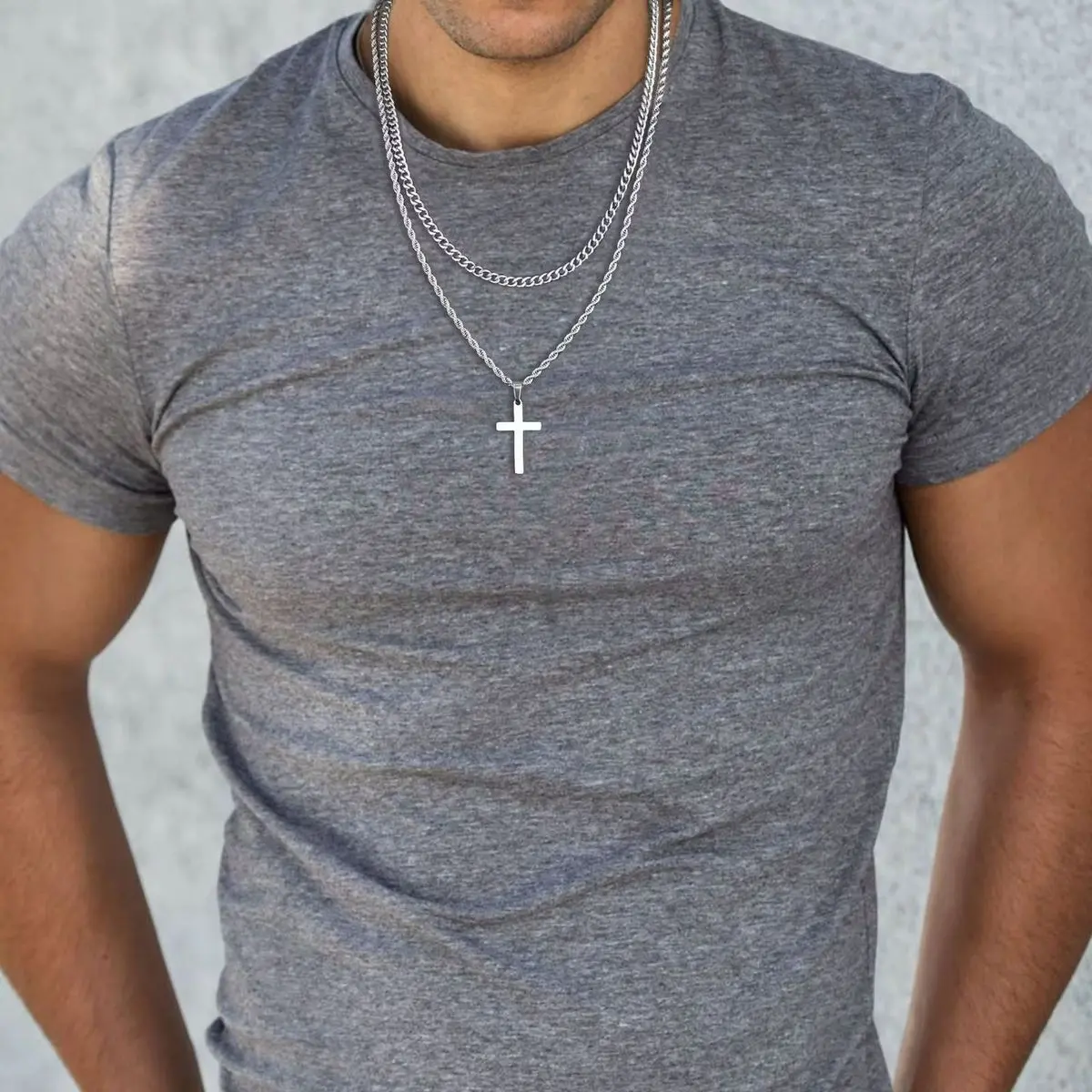 Hip-Hop Cross Pendant Necklace - Stainless Steel & Titanium Steel Plated gallery image 3