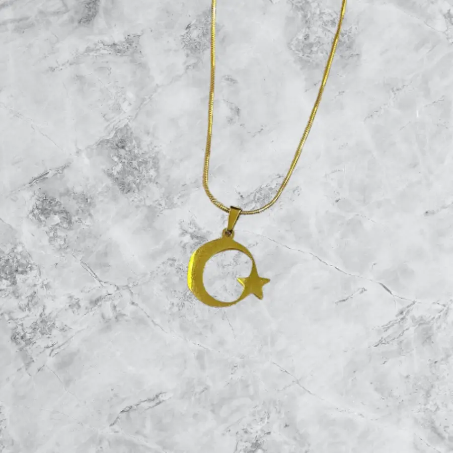 Titanium Steel Moon Pendant Necklace for Women with Elegant Ball Chain gallery image 2