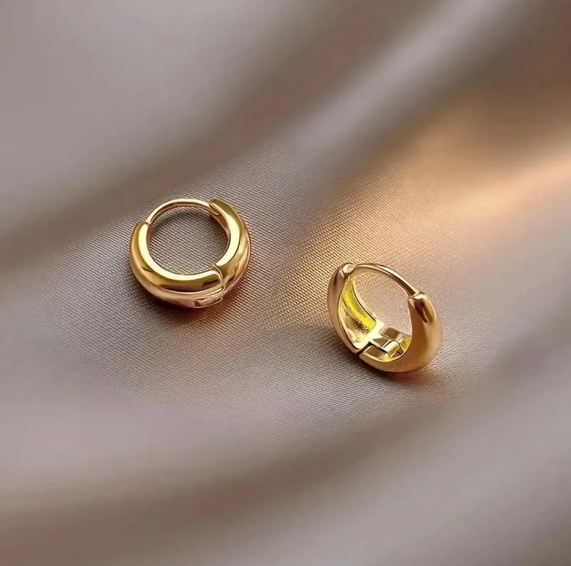 IP 18K Gold Plated C-Shape Hoop Earrings - 304 Stainless Steel, Waterproof gallery image 3