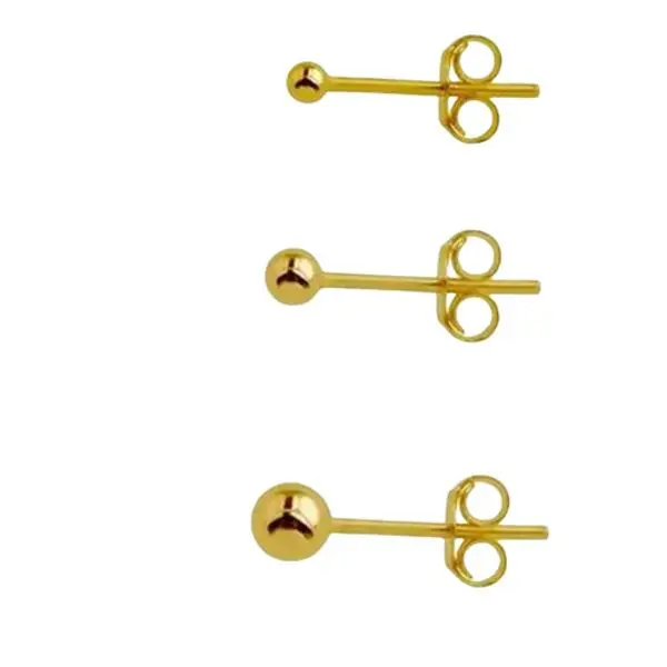 Women's Solid Colour Ear Studs - 14K Gold Plated 304 Stainless Steel - 3 Pairs gallery image 1