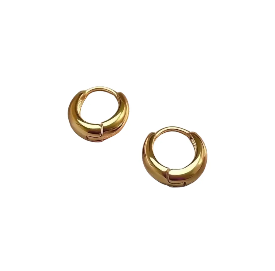 IP 18K Gold Plated C-Shape Hoop Earrings - 304 Stainless Steel, Waterproof gallery image 1