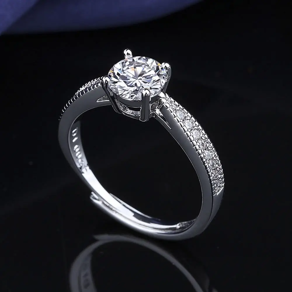 Luxury 1 Carat Moissanite Engagement Ring - Korean Style for Women gallery image 2