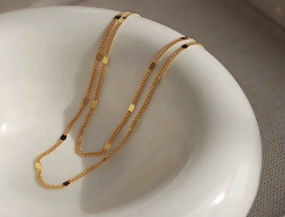 925 Sterling Silver Solid Color Chain Necklace for Women, Simple Elegant - Silver gallery image 3