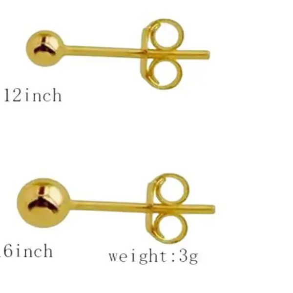 Women's Solid Colour Ear Studs - 14K Gold Plated 304 Stainless Steel - 3 Pairs gallery image 5