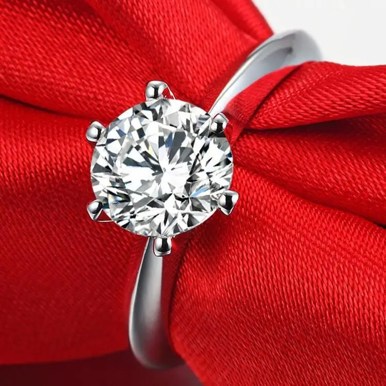 1 Carat Six-Prong Diamond Ring Adjustable Wedding Ring Women gallery image 2