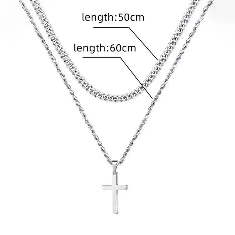 Hip-Hop Cross Pendant Necklace - Stainless Steel & Titanium Steel Plated gallery image 5