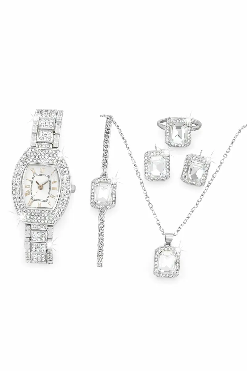 5-Piece Women's Quartz Watch & Pearl Heart Jewelry Gift Set for Women gallery image 1