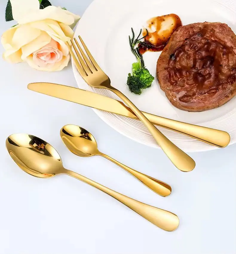 24-Piece Gold Stainless Steel Cutlery Set in Elegant Golden Gift Box gallery image 2