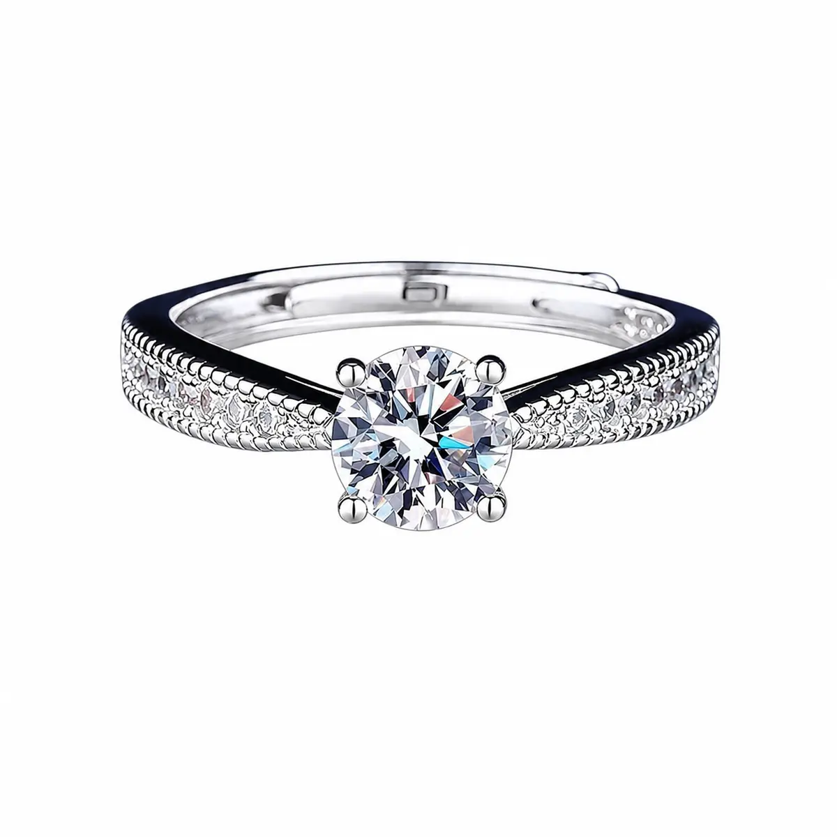 Luxury 1 Carat Moissanite Engagement Ring - Korean Style for Women gallery image 1