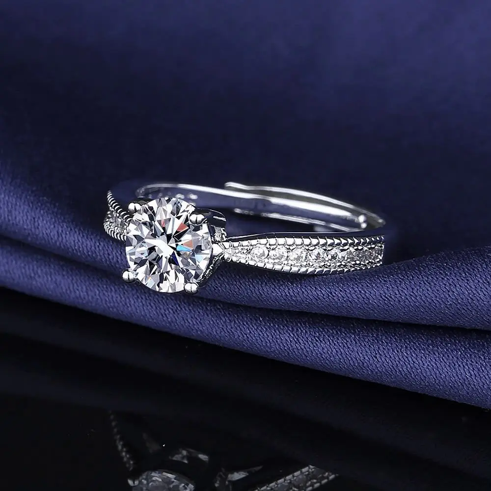 Luxury 1 Carat Moissanite Engagement Ring - Korean Style for Women gallery image 5