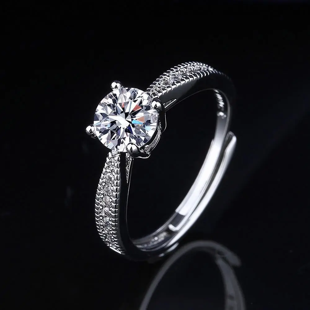 Luxury 1 Carat Moissanite Engagement Ring - Korean Style for Women gallery image 4