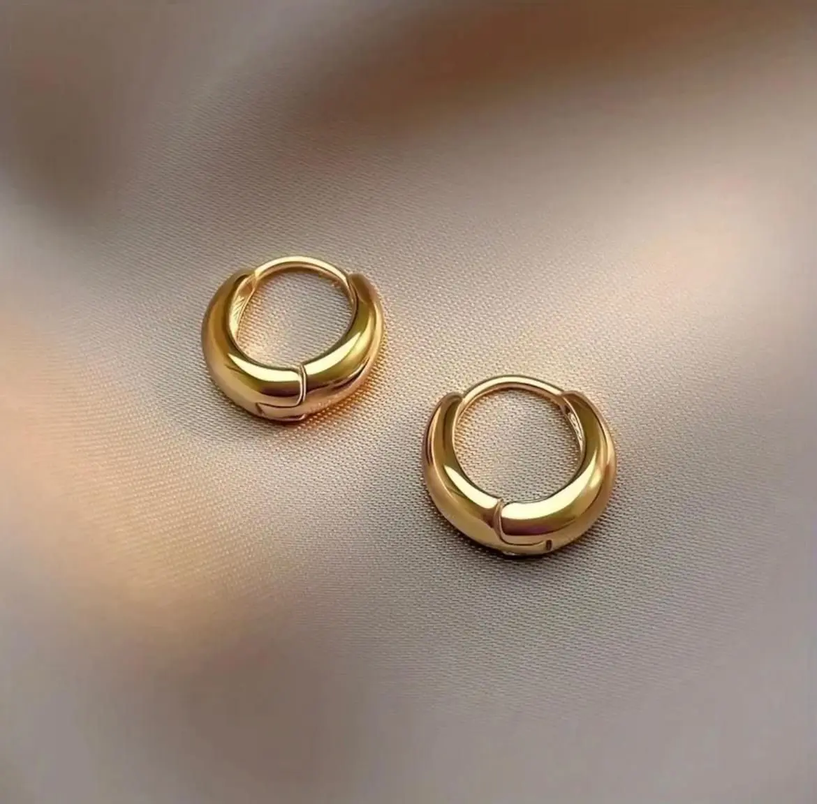 IP 18K Gold Plated C-Shape Hoop Earrings - 304 Stainless Steel, Waterproof gallery image 5