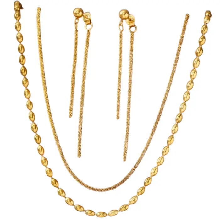 18K Gold Plated Geometric Jewelry Set for Women - Necklace & Earrings - Silver gallery image 5
