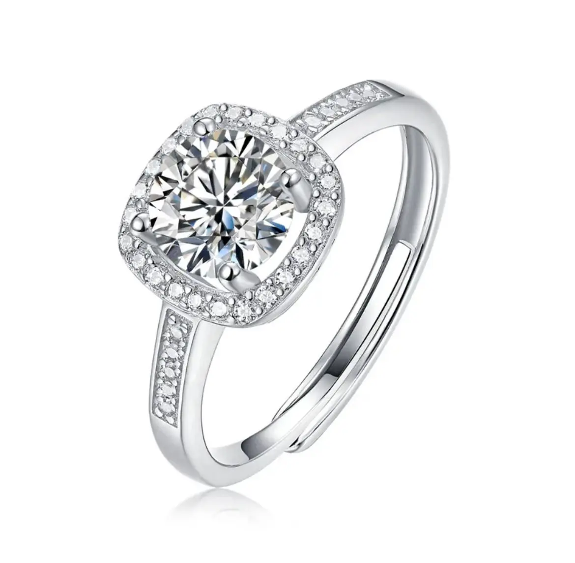 1 Carat Moissanite Adjustable Ring in 925 Silver with Real Gold - GRA Cert gallery image 6
