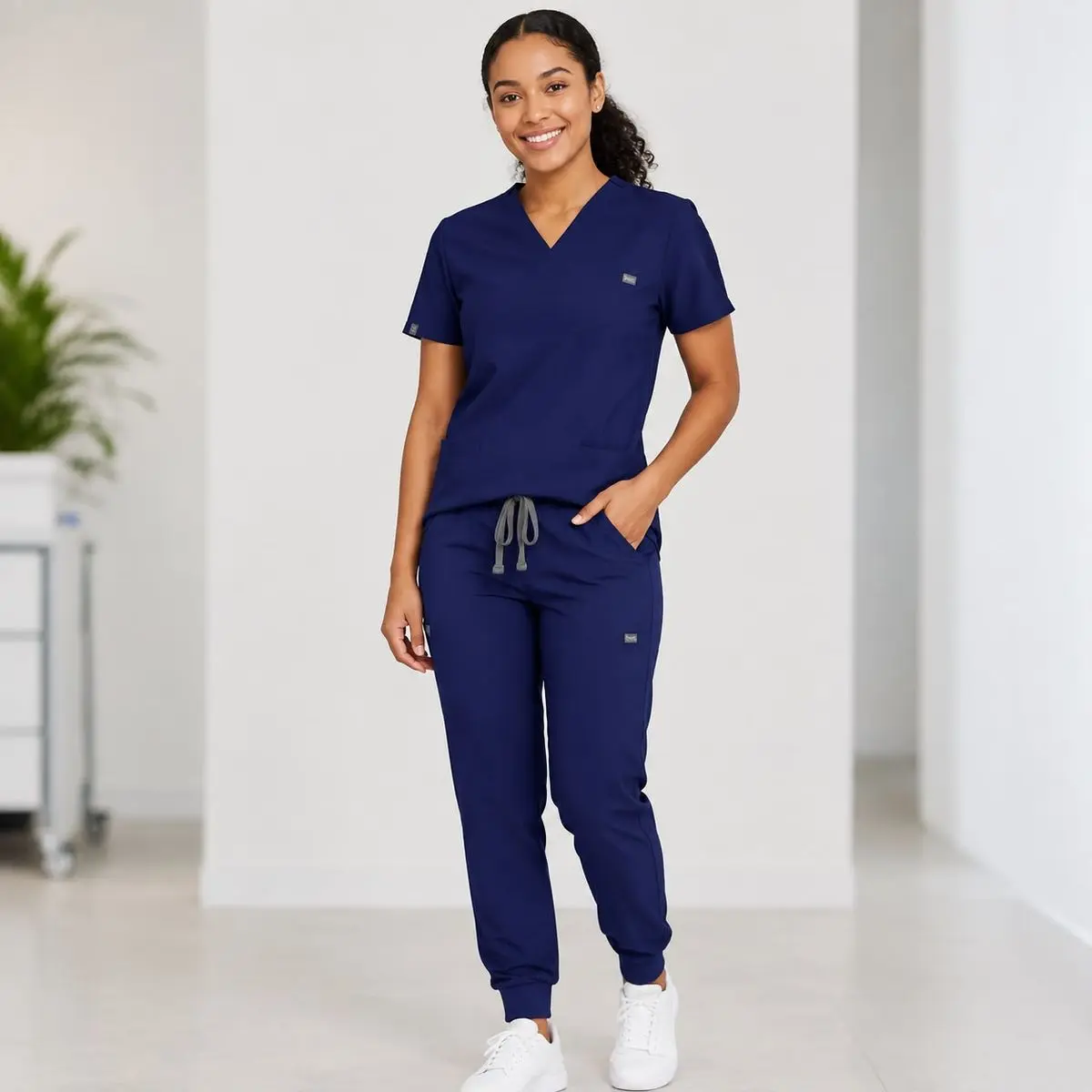 Premium Women's V-Neck Medical Scrub Set - Comfortable Nurse Uniform gallery image 7
