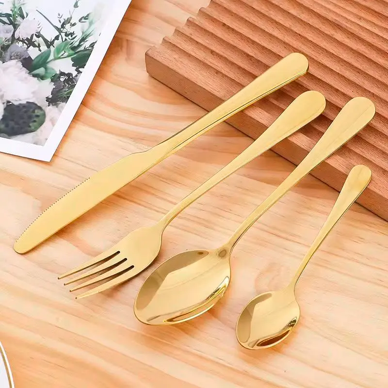 24-Piece Gold Stainless Steel Cutlery Set in Elegant Golden Gift Box gallery image 4