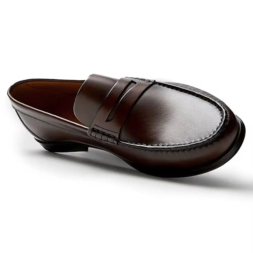 Premium Handmade Men's Loafers - Square Toe Vintage Calf Leather - Black - EU 41 gallery image 7