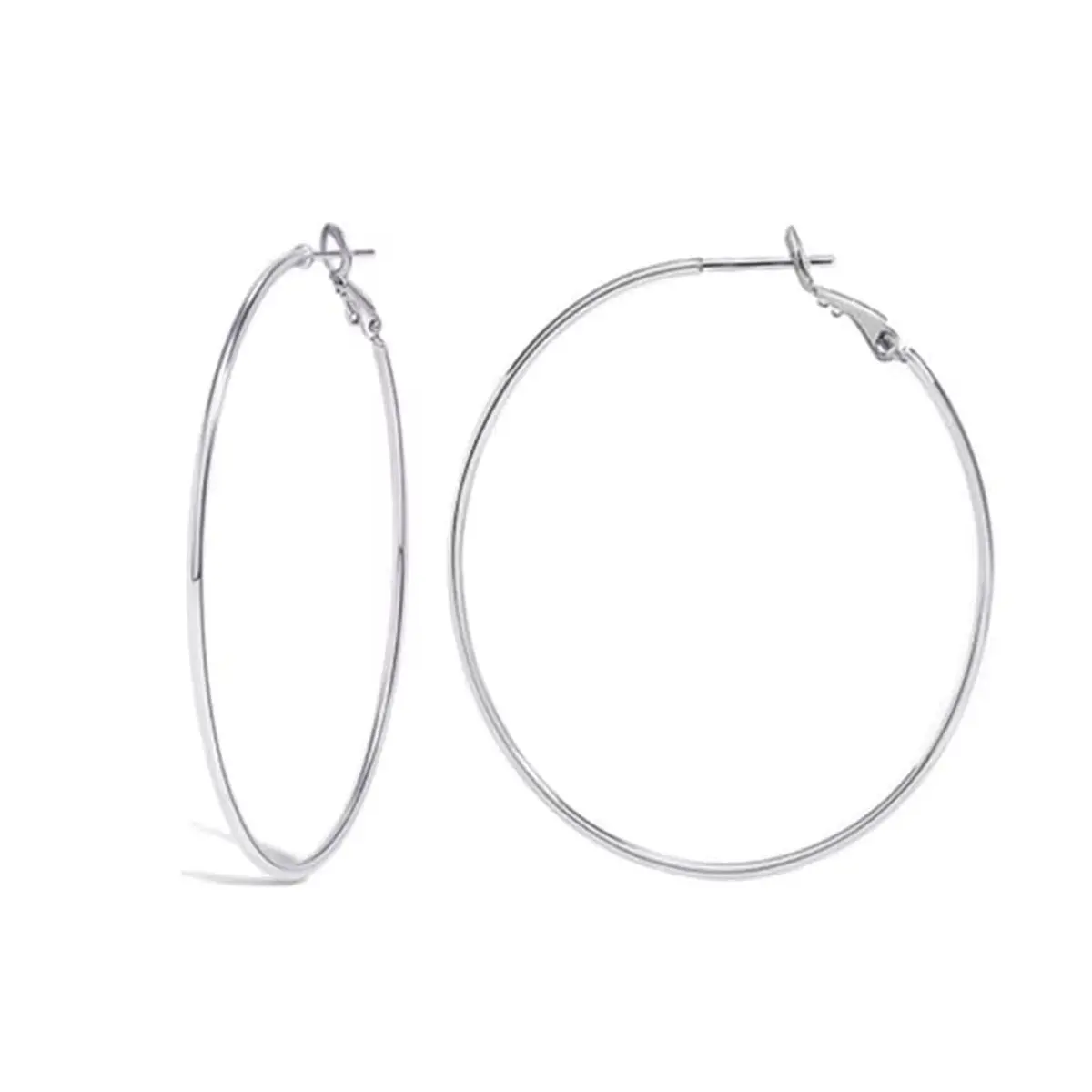 Trendy Fashion Silver Stainless Steel Hoop Earrings - 1 Pair gallery image 5