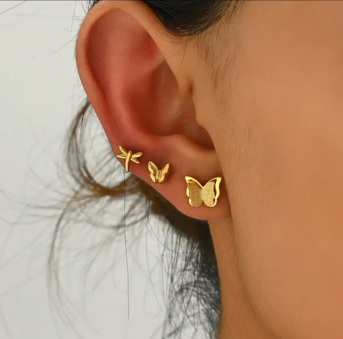 Gold-Plated Stud Earrings - 18K Stainless Steel Jewelry for All Seasons gallery image 4