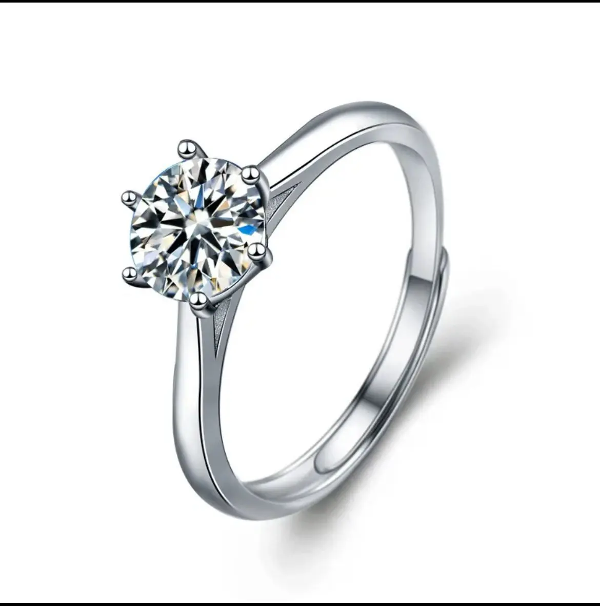 S925 Silver 1Karat Moissanite Ring for Women - Geometric Design gallery image 2
