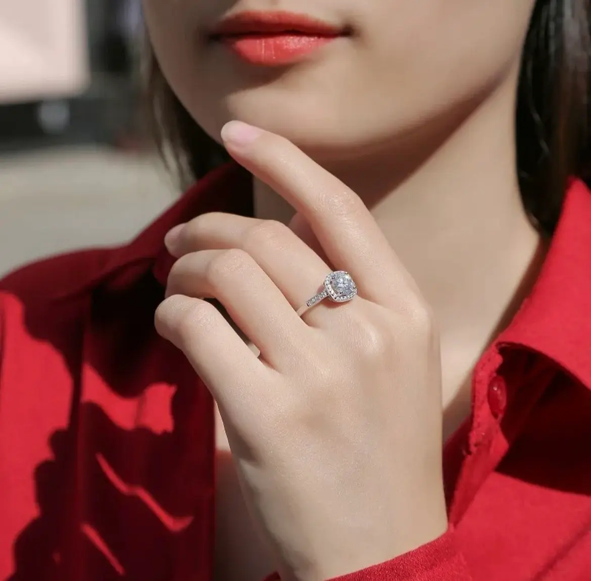 1 Carat Moissanite Adjustable Ring in 925 Silver with Real Gold - GRA Cert gallery image 2