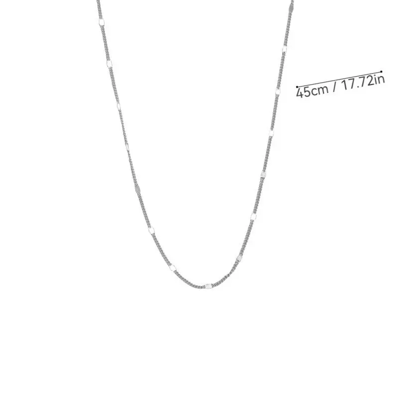 925 Sterling Silver Solid Color Chain Necklace for Women, Simple Elegant - Silver gallery image 7