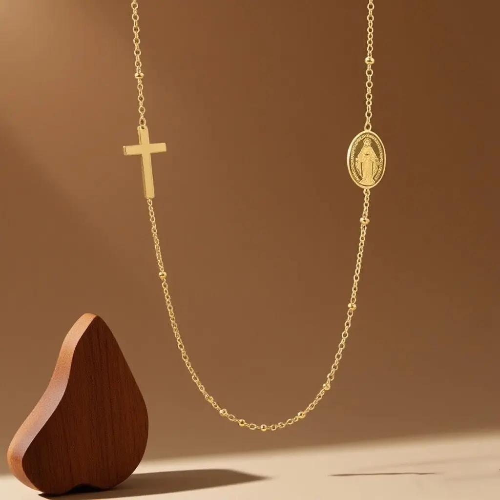 Gold Plated Cross Necklace Titanium Steel Lockbone Chain Women Geometric gallery image 4