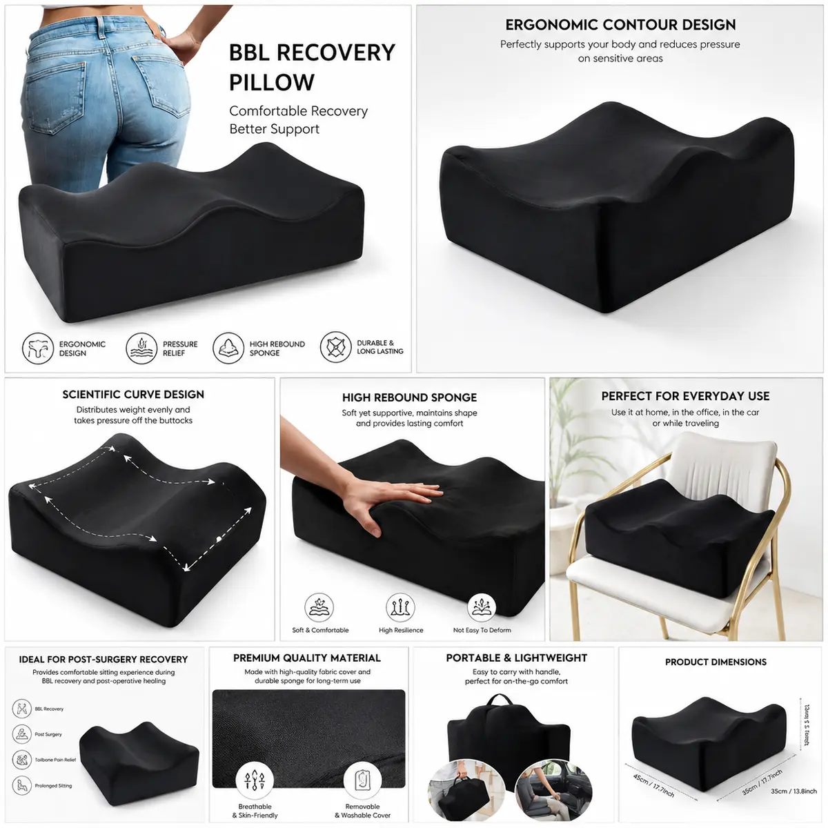 Luxury High-Rebound BBL Recovery Pillow - Premium Booty Support Cushion gallery image 4