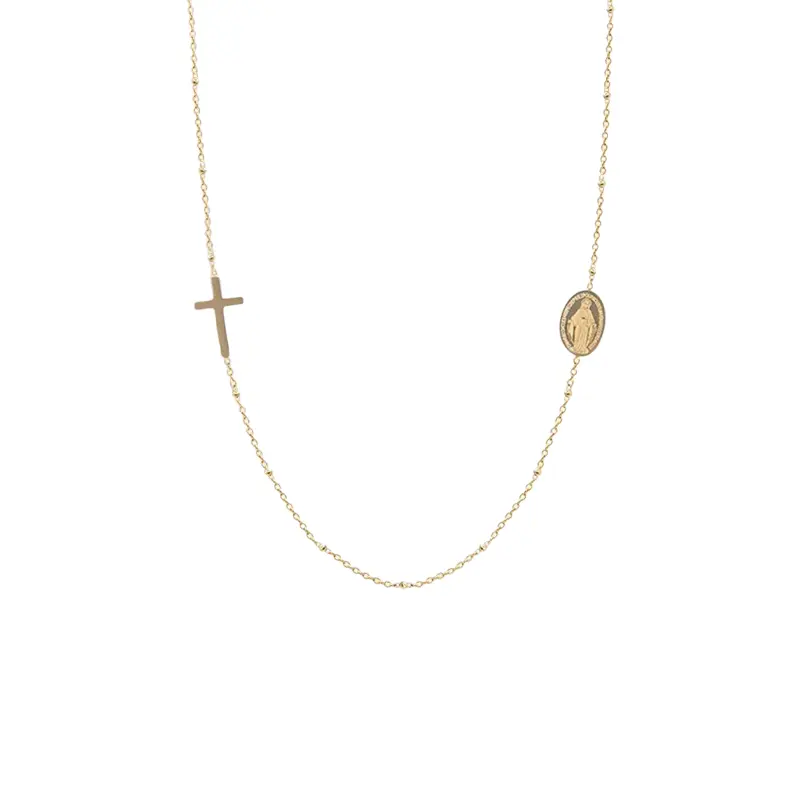 Gold Plated Cross Necklace Titanium Steel Lockbone Chain Women Geometric gallery image 1