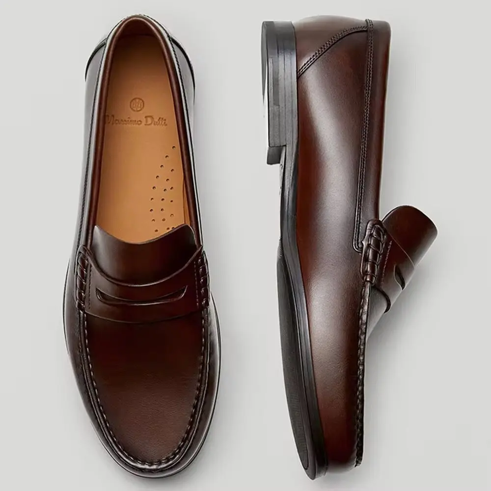 Premium Handmade Men's Loafers - Square Toe Vintage Calf Leather - Black - EU 41 gallery image 8