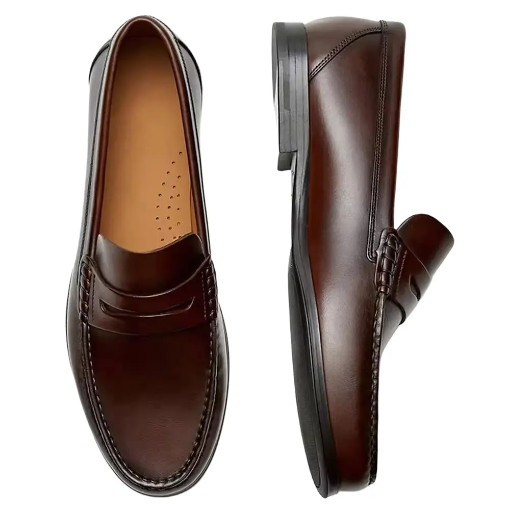 Premium Handmade Men's Loafers - Square Toe Vintage Calf Leather - Black - EU 41 gallery image 10