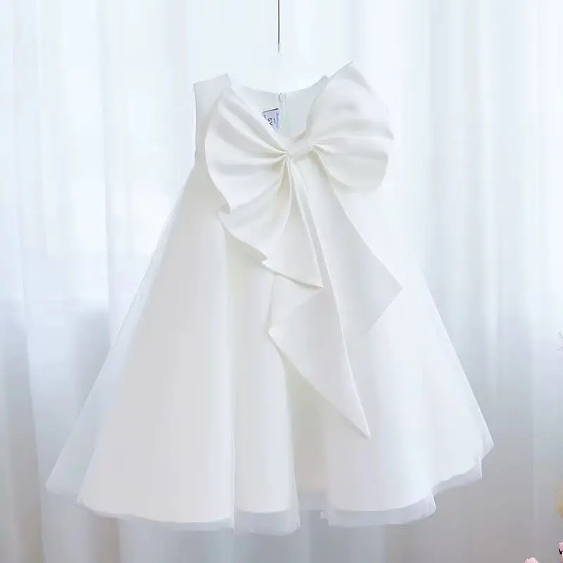 Luxury Satin Princess Tutu Dress for Girls Party & Special Occasions - Cream White  gallery image 12
