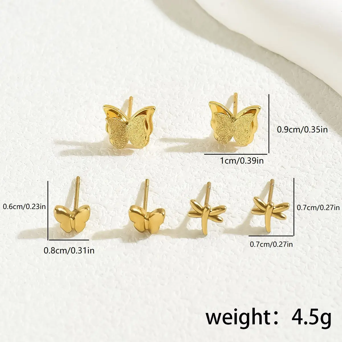 Gold-Plated Stud Earrings - 18K Stainless Steel Jewelry for All Seasons gallery image 2