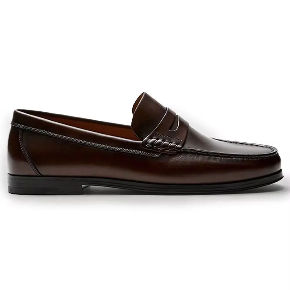 Premium Handmade Men's Loafers - Square Toe Vintage Calf Leather - Black - EU 41 gallery image 11