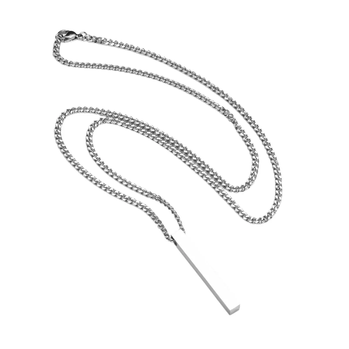 Elegant Men's Rectangle Stainless Steel Pendant Necklace Classic Design gallery image 1