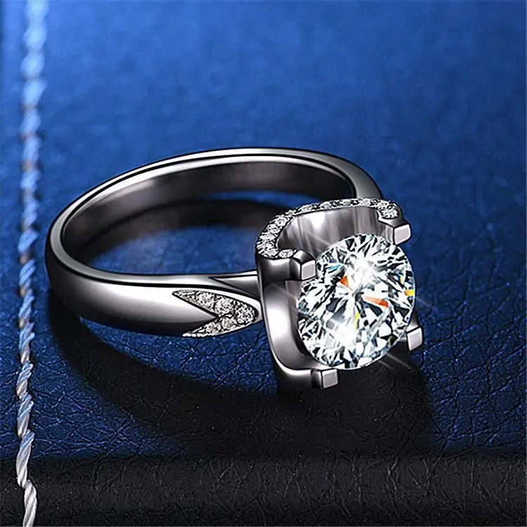 Midnight Crown Round-Cut High Carbon Diamond Engagement Ring gallery image 3