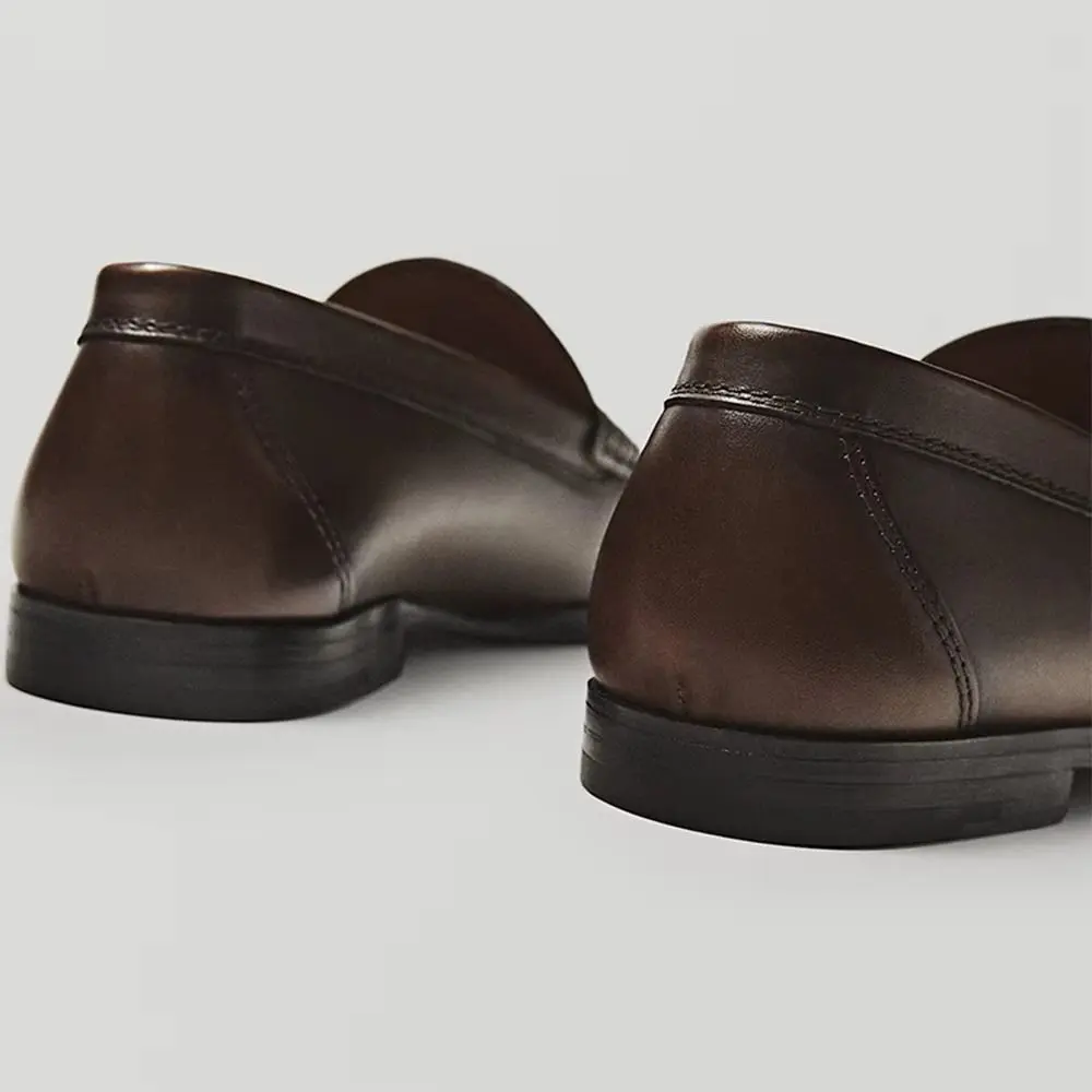 Premium Handmade Men's Loafers - Square Toe Vintage Calf Leather - Black - EU 41 gallery image 9