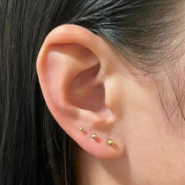 Women's Solid Colour Ear Studs - 14K Gold Plated 304 Stainless Steel - 3 Pairs gallery image 4