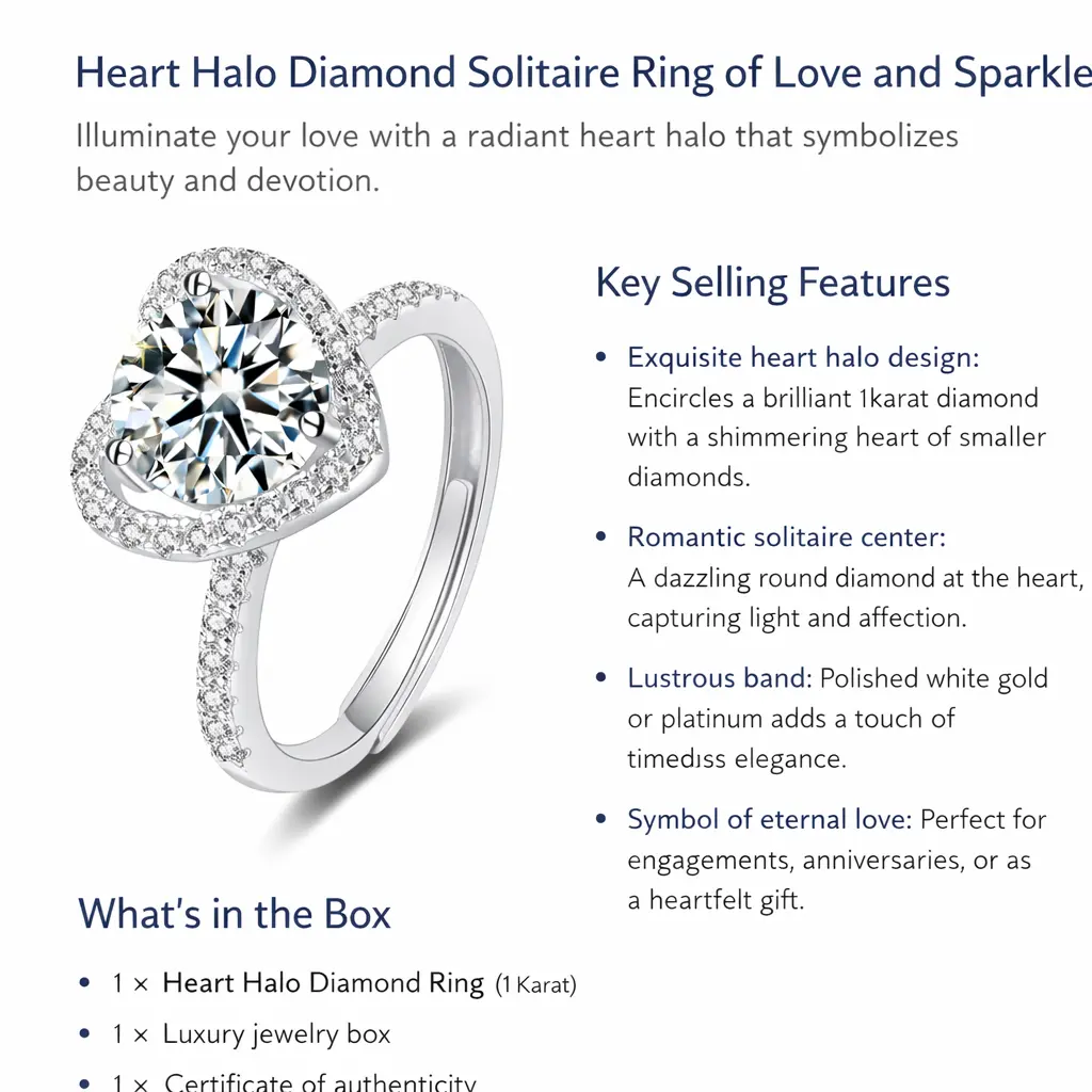 Radiant Heart-Shape Adjustable Zircon Copper Ring gallery image 3