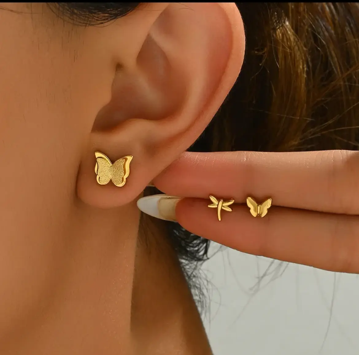 Gold-Plated Stud Earrings - 18K Stainless Steel Jewelry for All Seasons gallery image 3