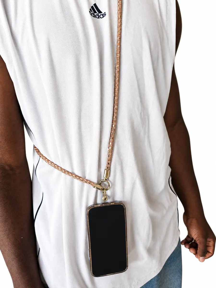 Luxury Baguette Rhinestone Crossbody Phone Lanyard 116 cm with 2 Clips - Silver gallery image 12