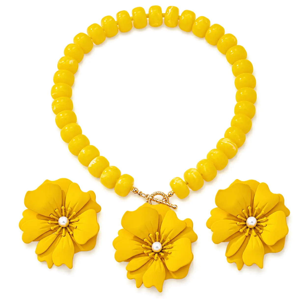 Round Pattern Jewelry Set for Women with Acrylic Inlay and Alloy Material