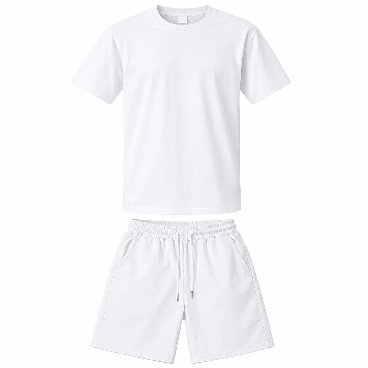 Unisex Classic T-Shirt and Shorts Set - Stylish Everyday Comfort - White - XL