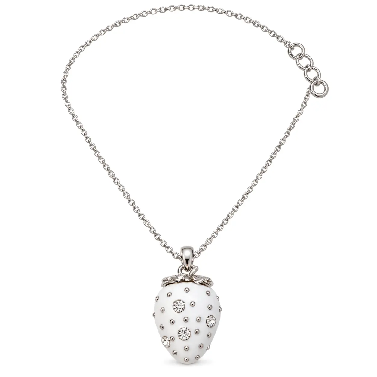 Strawberry Pendant Necklace for Women - White