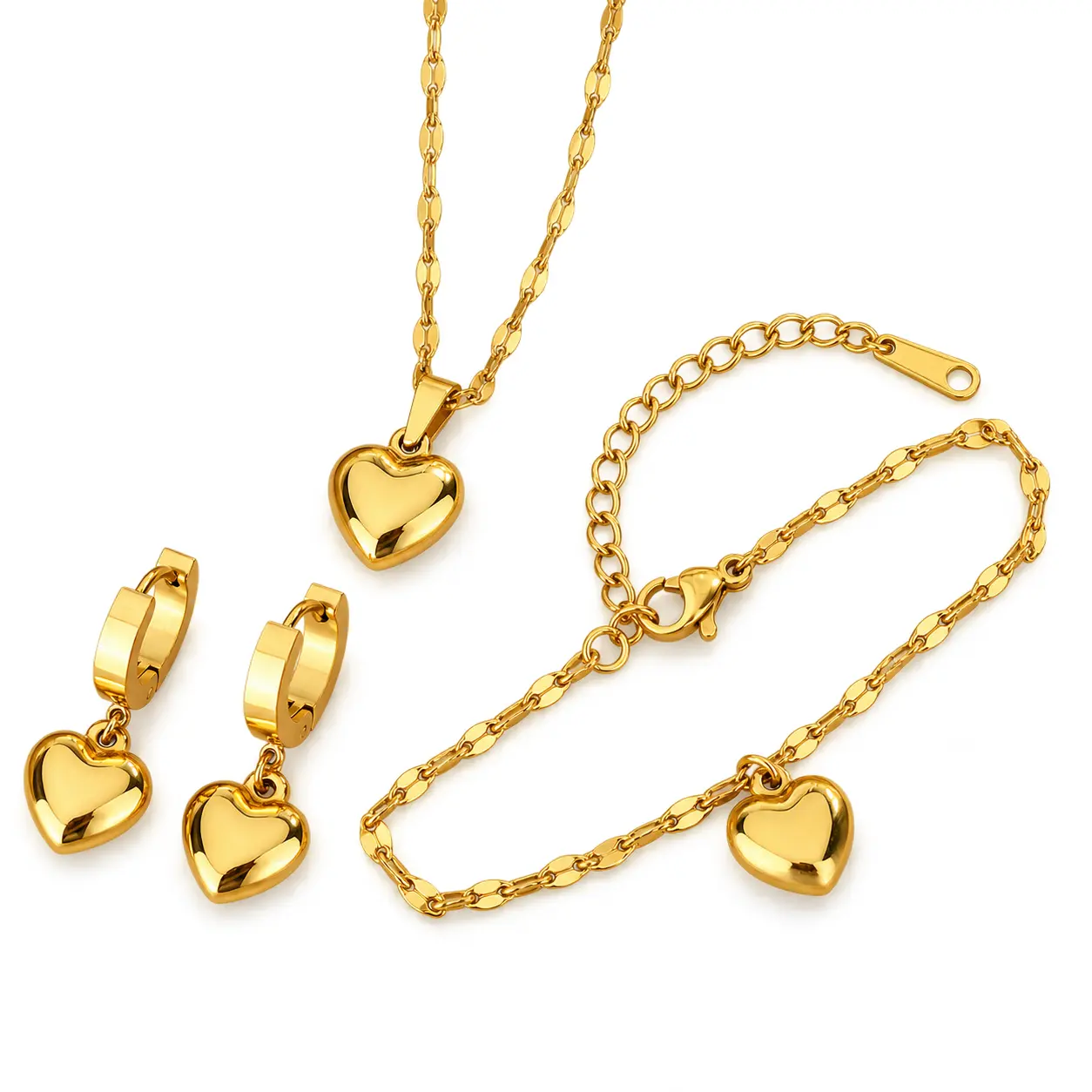 Multicolour Gold Heart Jewellery Set for Women - FSY070