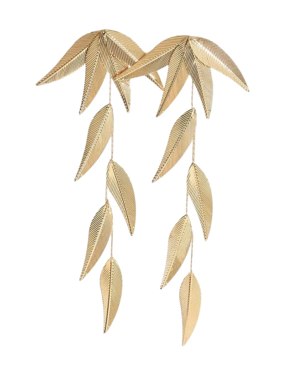 Leaf Tassel Long Drop Earrings - Elegant and Chic Design for Spring/Summer
